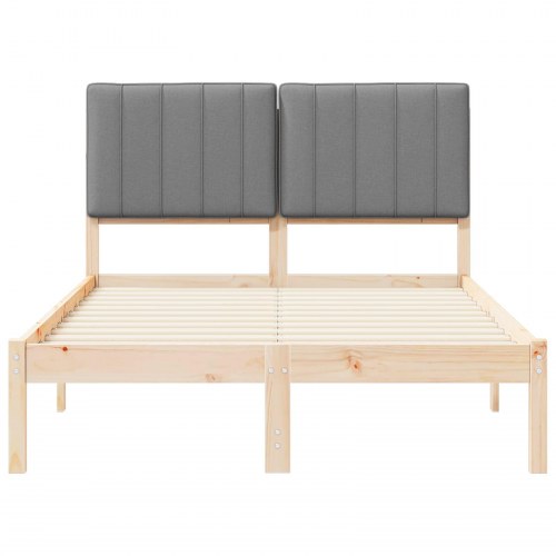 Sengestel med polstret hovedgavl 120 x 200 cm - naturfarvet/lysegrå