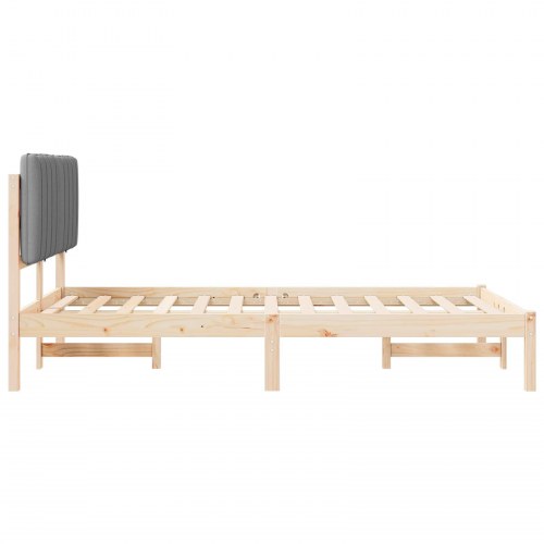 Sengestel med polstret hovedgavl 120 x 200 cm - naturfarvet/lysegrå