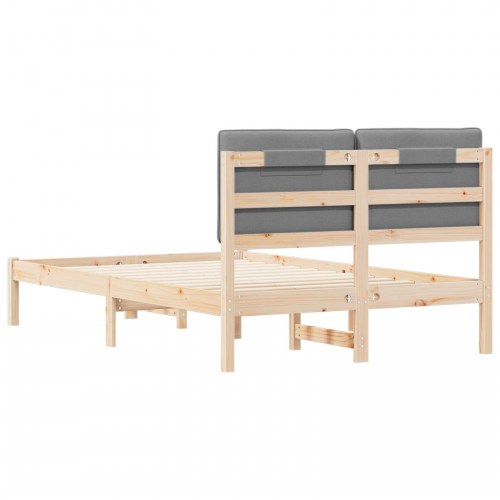 Sengestel med polstret hovedgavl 120 x 200 cm - naturfarvet/lysegrå