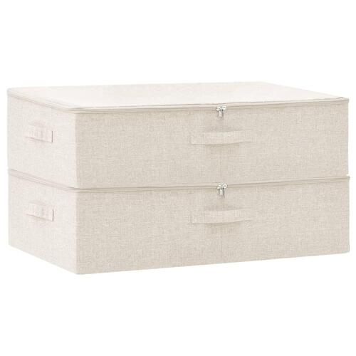 Opbevaringskasser 2 stk. 70x40x18 cm stof cremefarvet