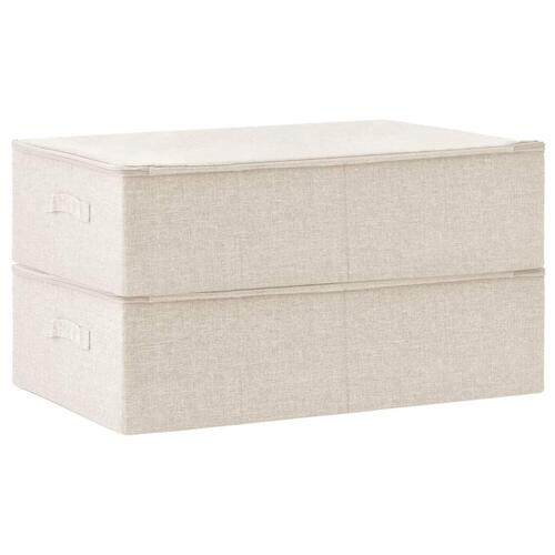 Opbevaringskasser 2 stk. 70x40x18 cm stof cremefarvet