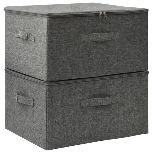 Opbevaringskasser 2 stk. 43x34x23 cm stof antracitgrå