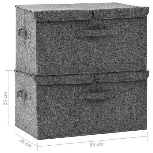 Opbevaringskasser 2 stk. 50x30x25 cm stof antracitgrå