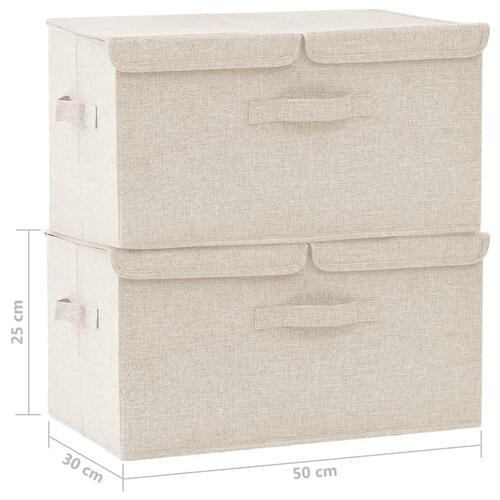 Opbevaringskasser 2 stk. 50x30x25 cm stof cremefarvet