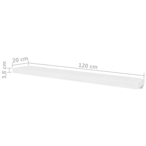 Væghylder 4 stk. 120 cm hvid