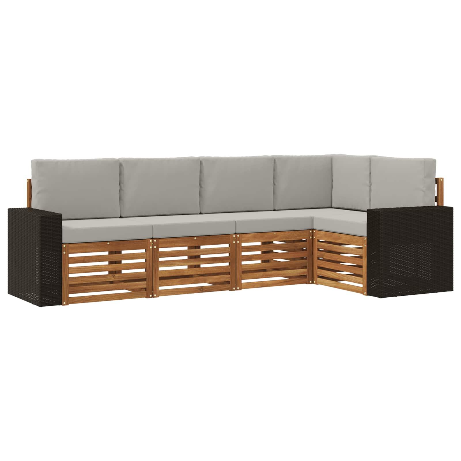 Sektionalsofa sæt med pude 5 stk Naturfarvet og lysegrå billede