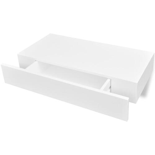 Svævende væghylder med skuffer 2 stk. hvid 48 cm