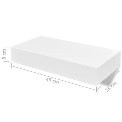 Svævende væghylder med skuffer 2 stk. hvid 48 cm