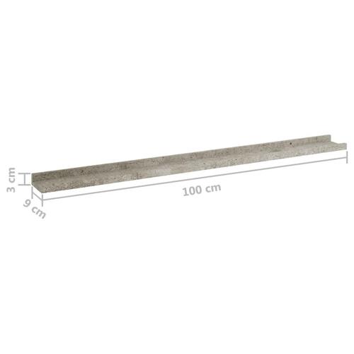 Væghylder 2 stk. 100x9x3 cm betongrå