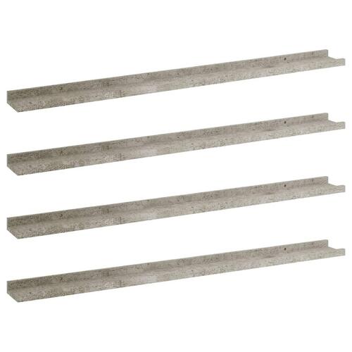 Væghylder 4 stk. 100x9x3 cm betongrå