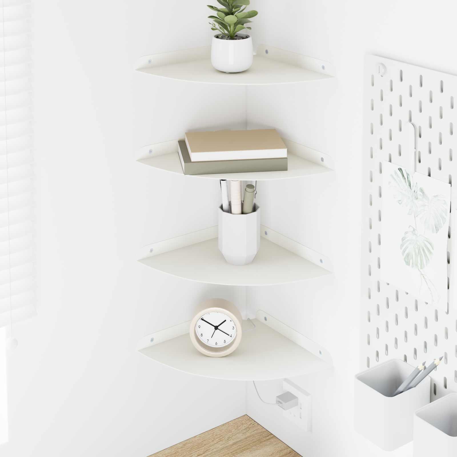 Svævende hylde med hylde 4 stk Hvid 24 x 24 x 2 cm billede