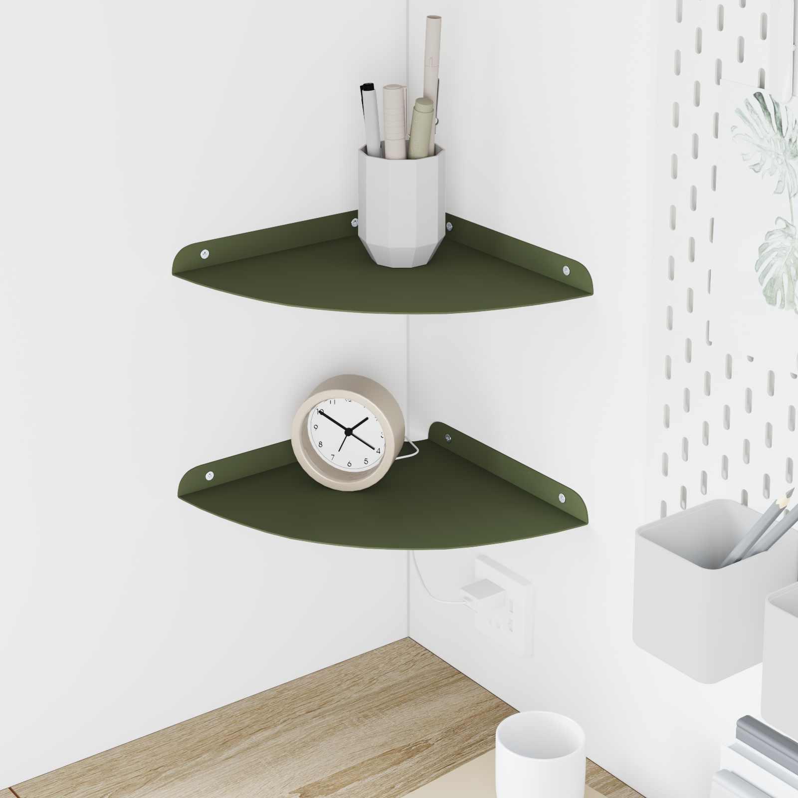 Svævende hylde med hylde 2 stk Oliven grøn 24 x 24 x 2 cm billede