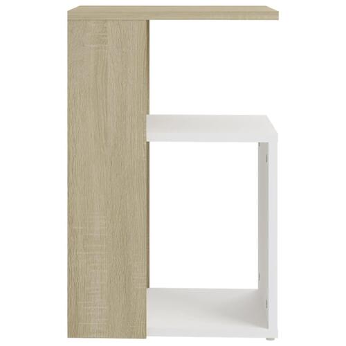Sidebord 36x30x56 cm spånplade hvid og sonoma-eg