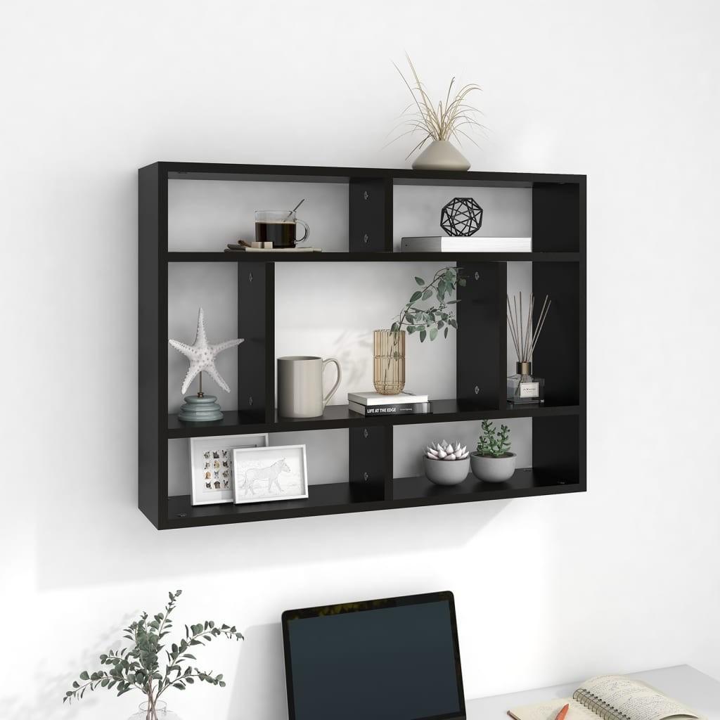 Vægreol 75x16x55 cm konstrueret træ sort