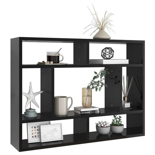 Væghylde 75x16x55 cm konstrueret træ sort højglans
