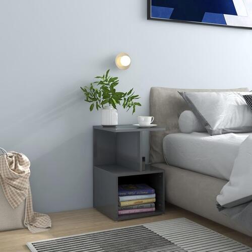 Sengeskabe 2 stk. 35x35x55 cm spånplade grå højglans