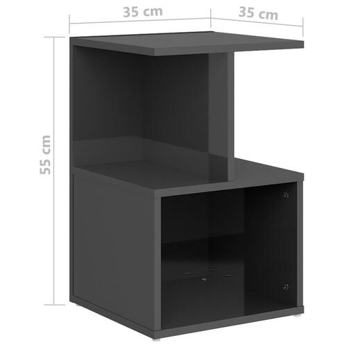 Sengeskabe 2 stk. 35x35x55 cm spånplade grå højglans