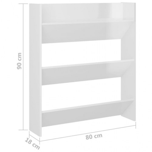 Væghængte skoskabe 2 stk. 80x18x90 cm spånplade hvid højglans