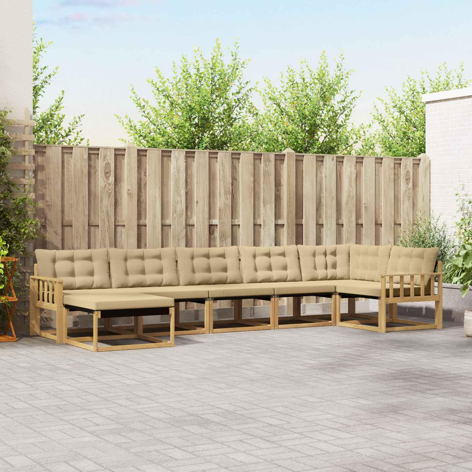 Udendørs sofagruppe med pude 7 stk Hvid og Beige billede