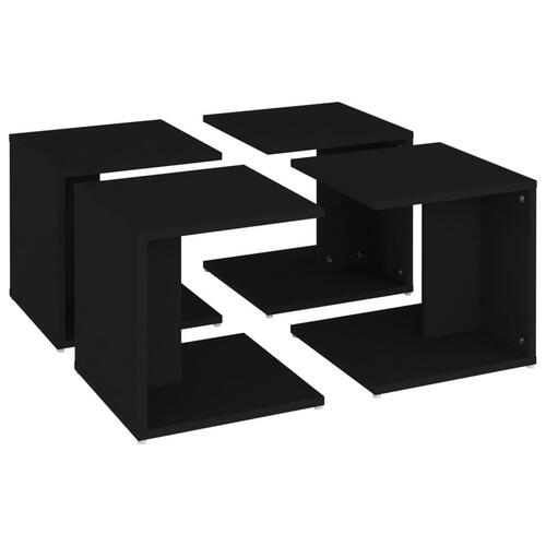 Sofabord 4 stk. 33x33x33 cm konstrueret træ sort