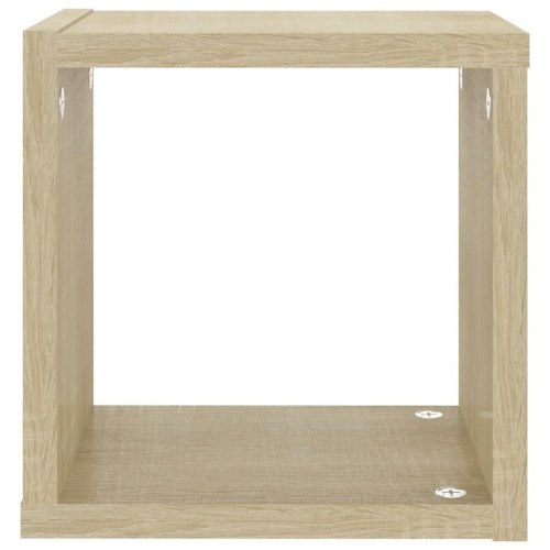 Væghylder 2 stk. 22x15x22 cm kubeformet sonoma-eg