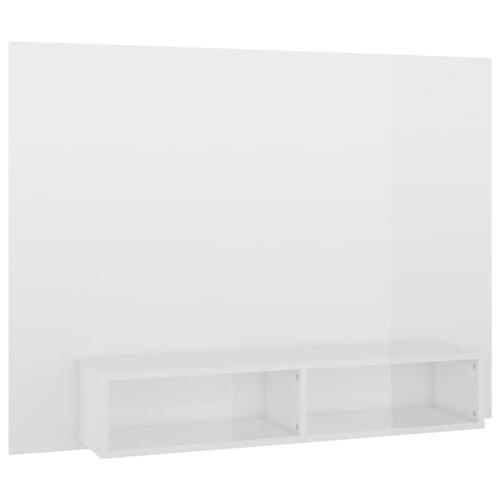 Væghængt tv-skab 120x23,5x90 cm konstrueret træ hvid højglans