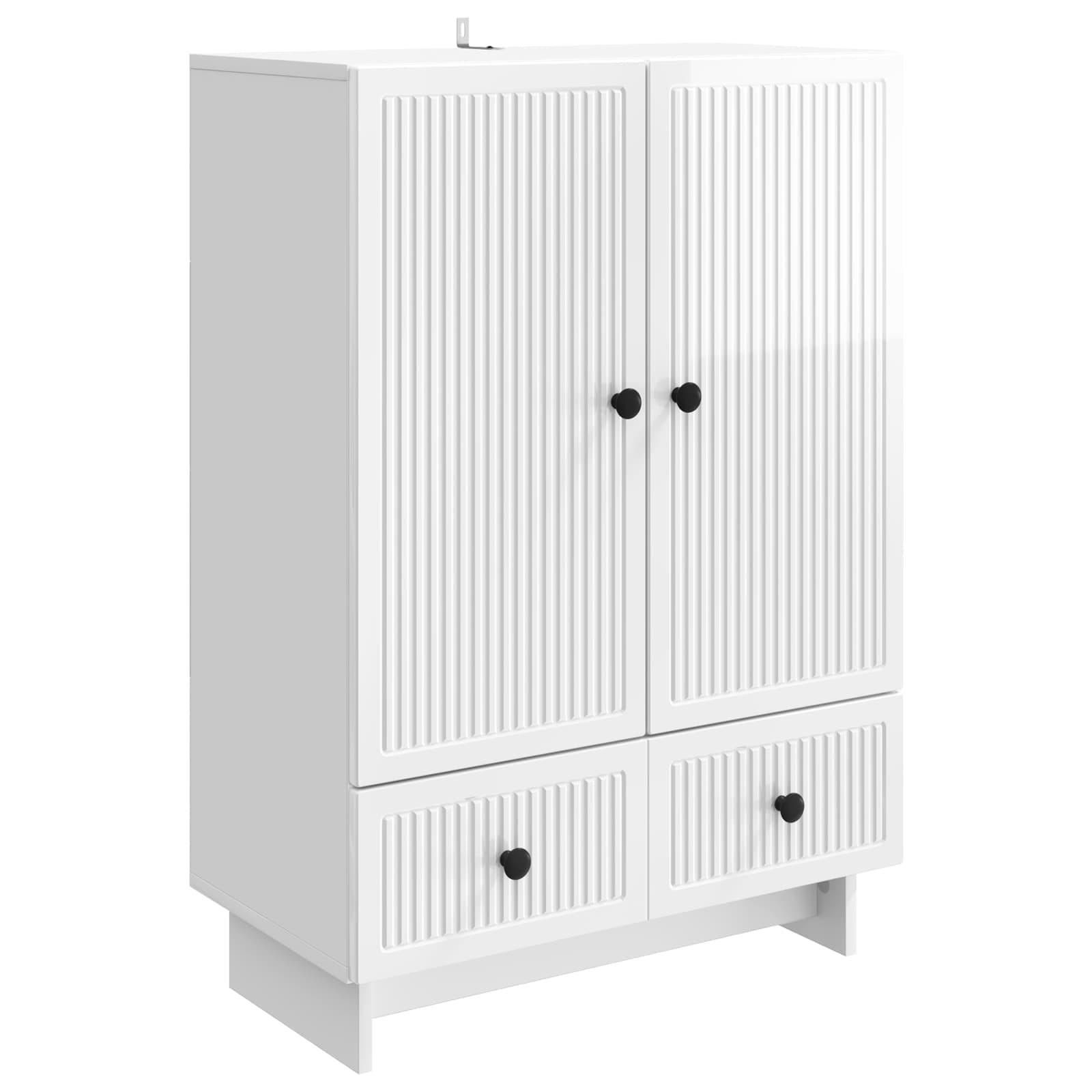 Sidebord Højglans Hvid 66 x 34,5 x 95 cm Konstrueret træ billede