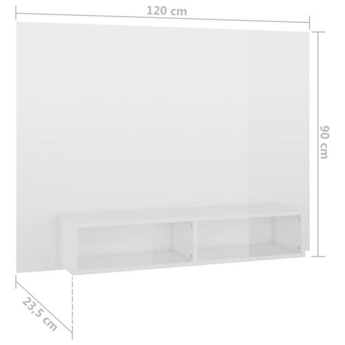 Væghængt tv-skab 120x23,5x90 cm konstrueret træ hvid højglans