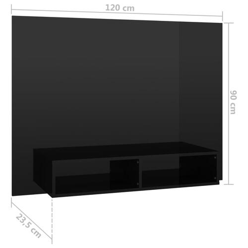 Væghængt tv-skab 120x23,5x90 cm konstrueret træ sort højglans