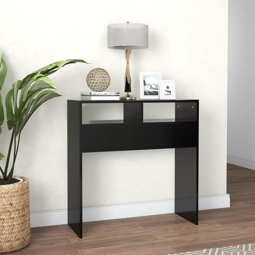 Konsolbord 78x30x80 cm konstrueret træ sort