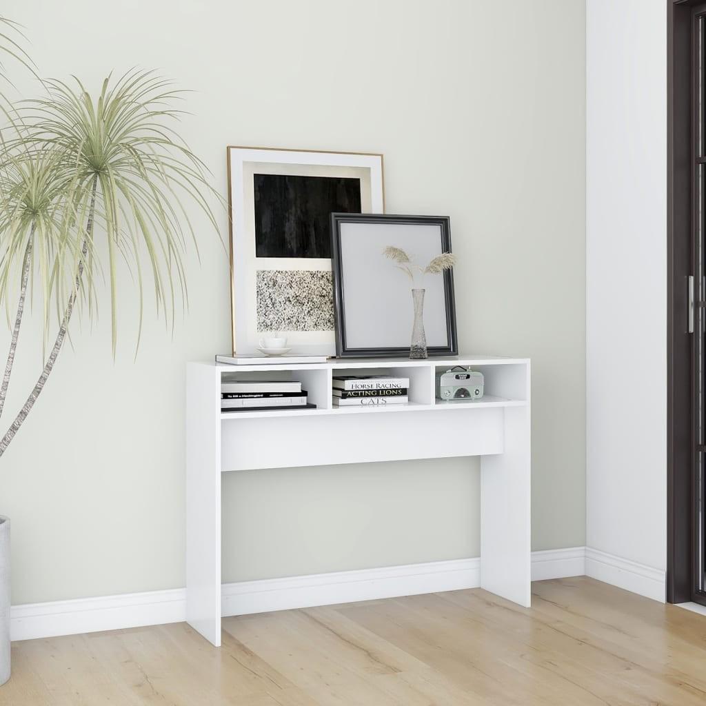 Konsolbord 105x30x80 cm spånplade hvid