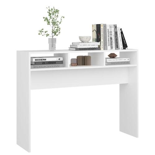 Konsolbord 105x30x80 cm spånplade hvid