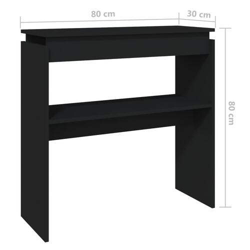 Konsolbord 80x30x80 cm konstrueret træ sort