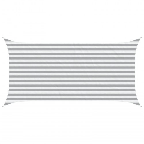 Solsejl 4 x 2 m - lys grå/hvid stribet, 100% polyester oxford