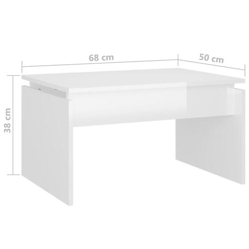 Sofabord 68x50x38 cm konstrueret træ hvid højglans
