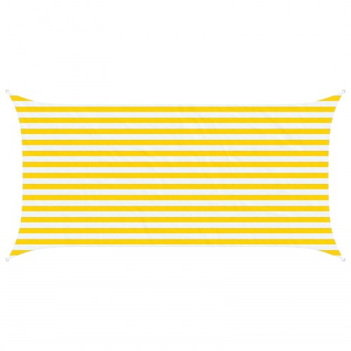 Solsejl 4 × 2 m - gul/hvid stribet, 100% polyester oxford