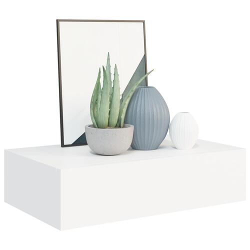 Væghylde med skuffe 40x23,5x10 cm MDF hvid