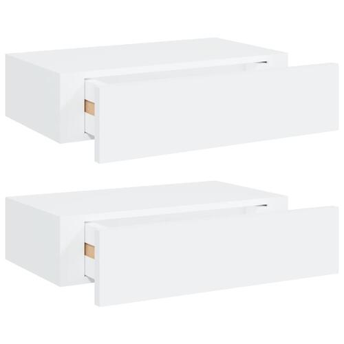 Væghylder med skuffer 2 stk. 40x23,5x10 cm MDF hvid