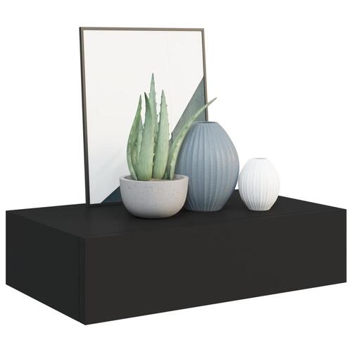 Væghylde med skuffe 40x23,5x10 cm MDF sort