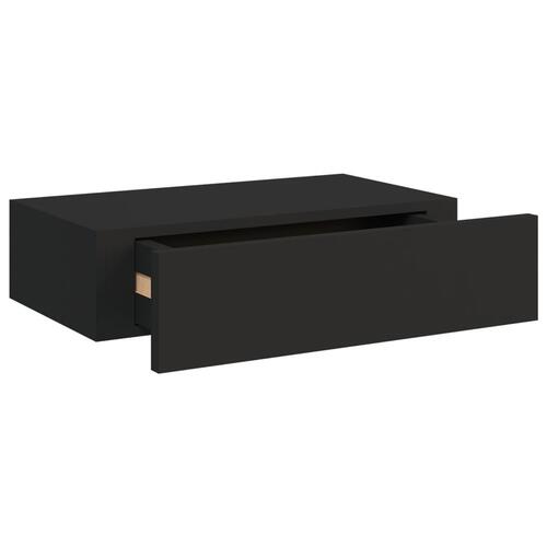 Væghylde med skuffe 40x23,5x10 cm MDF sort