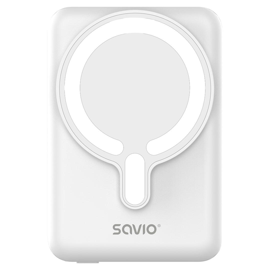 Savio BA-13 powerbank 10.000 mAh med trådløs opladning – Hvid billede