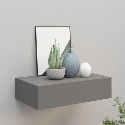 Væghylde med skuffe 40x23,5x10 cm MDF grå