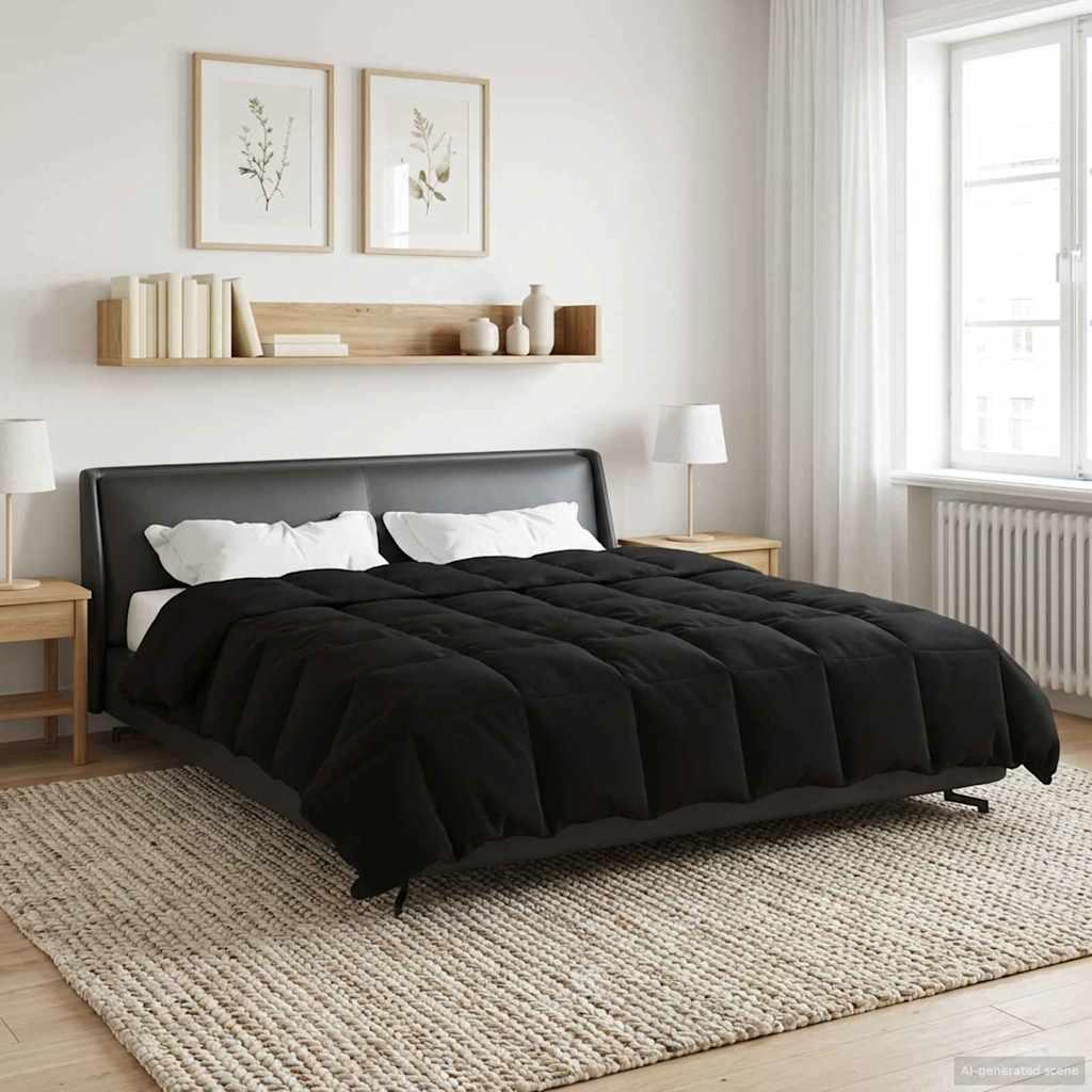 Vinter dyne Quilting Sort 200 x 220 cm Mikrofiber billede