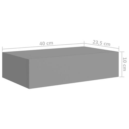 Væghylde med skuffe 40x23,5x10 cm MDF grå