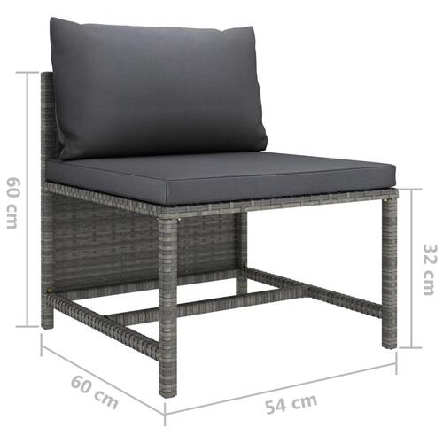 Havesofasæt 3 dele med hynder polyrattan grå