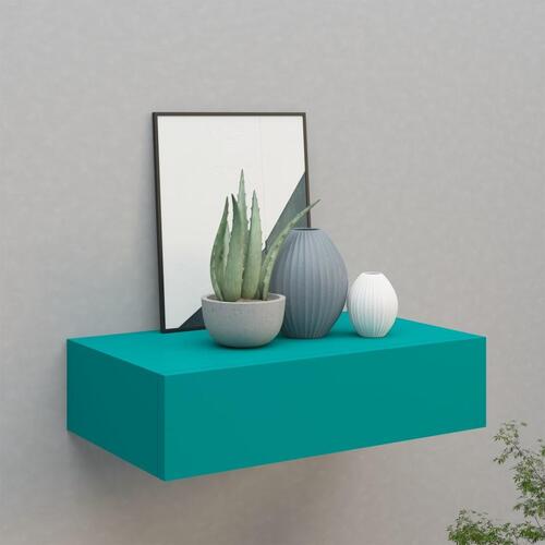 Væghængt hylde med skuffe 40x23,5x10 cm MDF blå