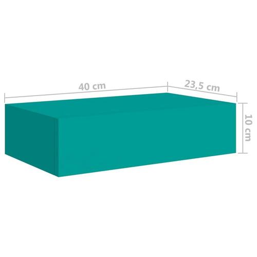 Væghængt hylde med skuffe 40x23,5x10 cm MDF blå