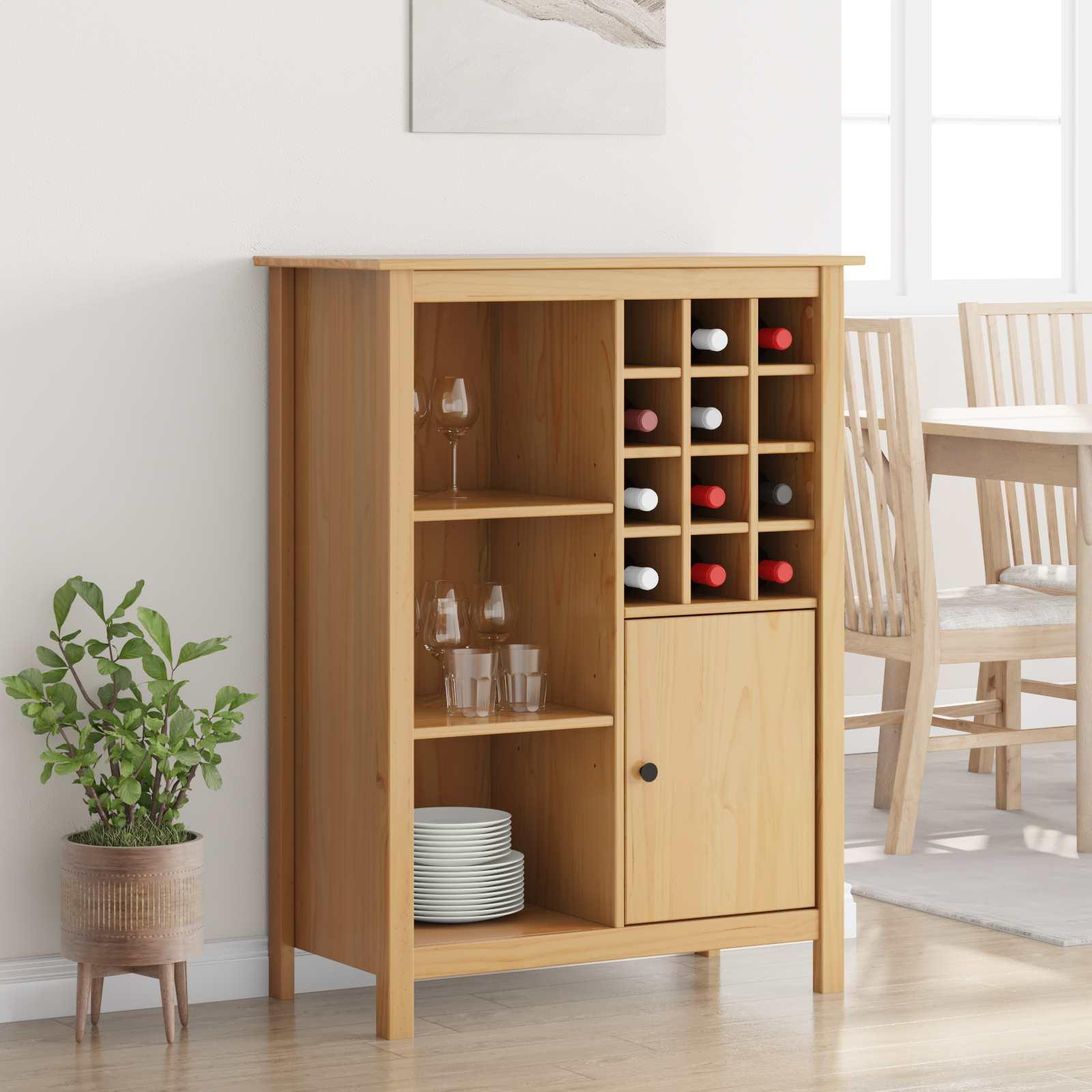 Vinskab HILL Honningbrun 79,5 x 40 x 107,5 cm Massivt fyrretræ billede