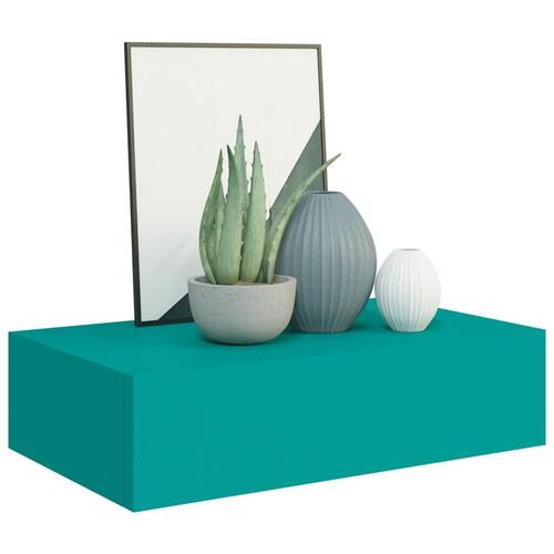Væghængte hylder med skuffe 2 stk. 40x23,5x10 cm MDF blå
