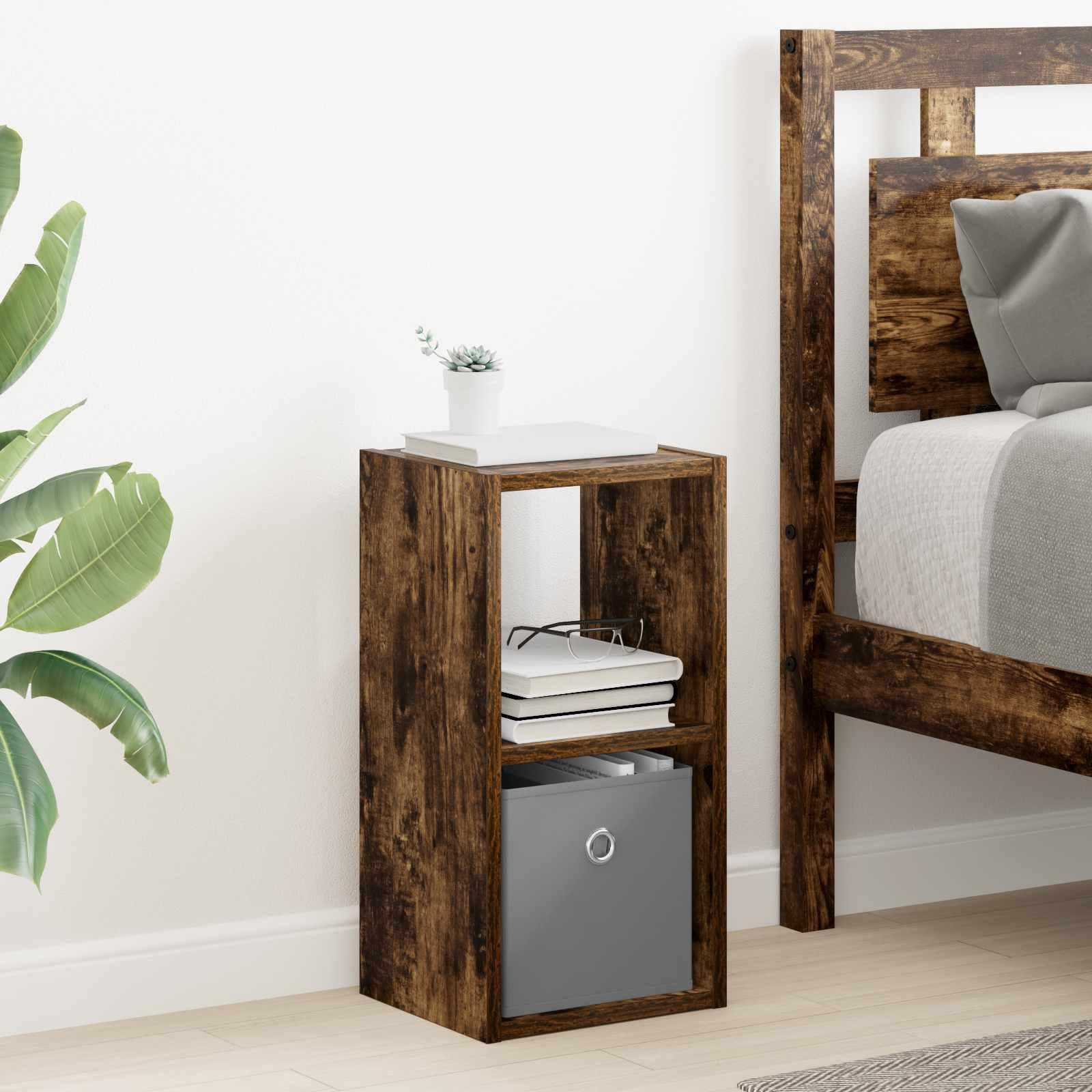 Sengebord i røget eg 25,5 × 22 × 49,5 cm - konstrueret træ